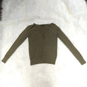 PAPAYA olive green button-front cardigan stitch